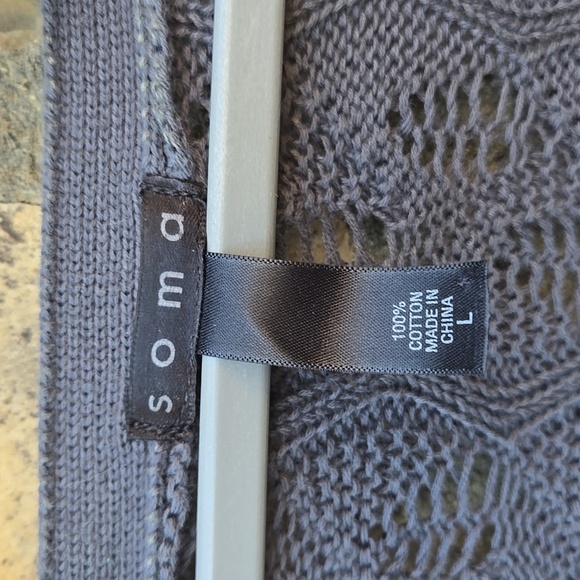 Soma, Dark Grey lacy weave Sweater Wrap with tie front, Fairy, whimsigoth,Cotton - Picture 2 of 7